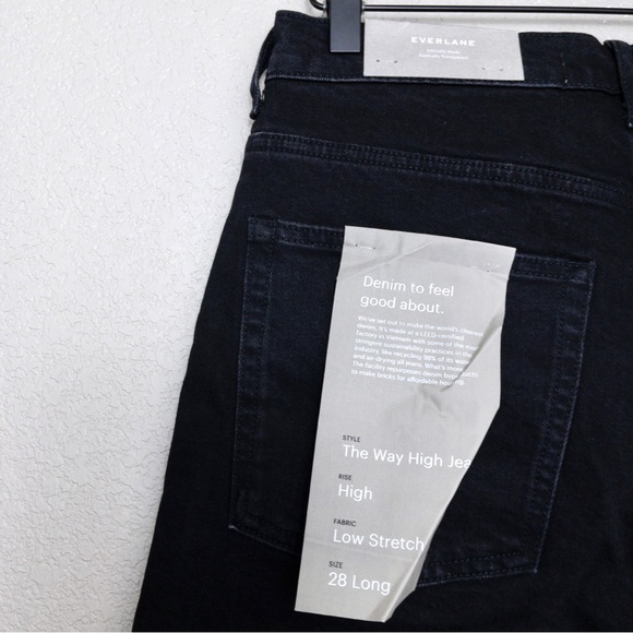 NWT Everlane The Way High Waisted Jean 28 Long Raw Hem Straight Wide Leg Organic - Picture 9 of 12